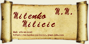 Milenko Miličić vizit kartica